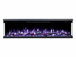 Sale Chimenea eléctrica de 3 caras UNITY 152 - fuego premium, de pared o empotrada - 152x19x36 cm - LED decorativa con calefacción 900/1800W Negro