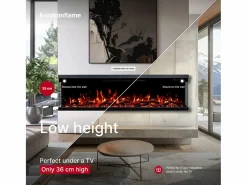 Chimenea eléctrica de 3 caras UNITY 107 - fuego premium, de pared o empotrada - 107x19x36 cm - LED decorativa con calefacción 900/1800W