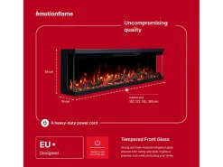 Chimenea eléctrica de 3 caras UNITY 107 - fuego premium, de pared o empotrada - 107x19x36 cm - LED decorativa con calefacción 900/1800W