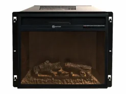 Chimenea eléctrica de esquina de suelo MADISON en madera de nogal L126 x P78 x H83
