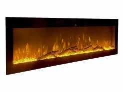 Hot Chimenea eléctrica de pared, frontal y empotrada, CHICAGO130, L127 x D14 x H45 Negro