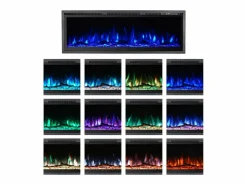 Hot Chimenea eléctrica de pared, frontal y empotrada, CHICAGO130, L127 x D14 x H45 Negro