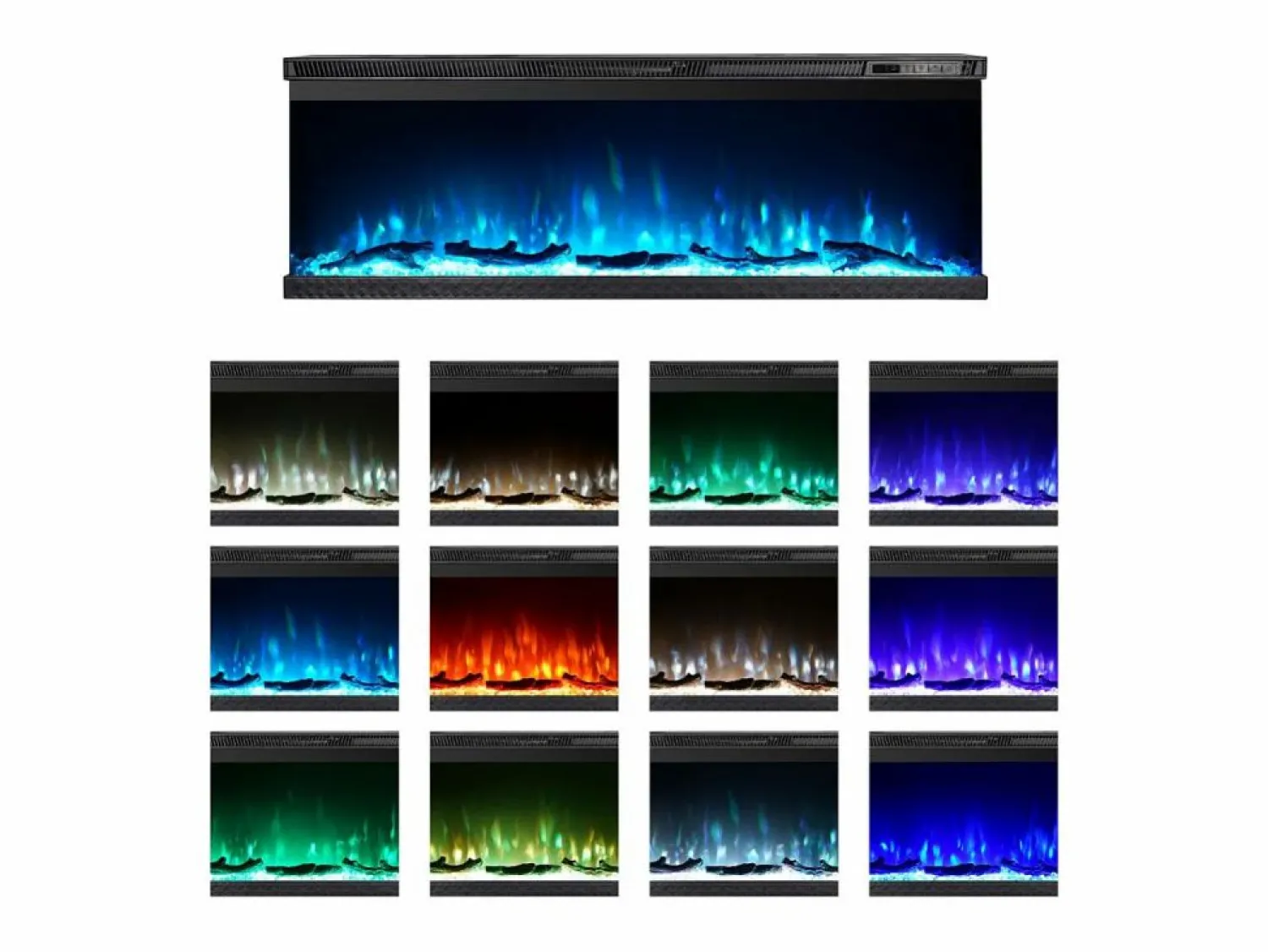 Clearance Chimenea eléctrica de pared, chimenea empotrada de 3 lados, BOSTON100 L101,6 x P20 x H44 Chimenea|Chimenea