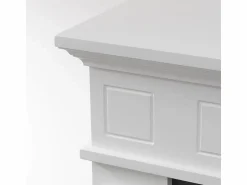 Outlet Chimenea eléctrica de pie JEFFERSON en madera blanca L 89,5 x H 90,5 x P 28 Chimenea|Chimenea
