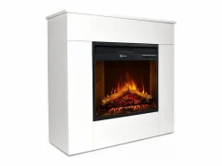 New Chimenea eléctrica de pie, madera blanca, fabricada en Italia, MICHELANGELO, 96x36x90h Blanco