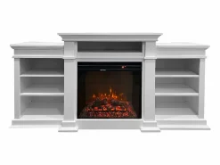 Chimenea eléctrica de suelo BIDEN de madera blanca L179 x P48 x H85