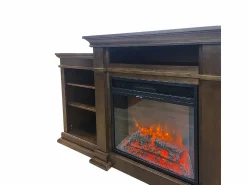 Hot Chimenea eléctrica de suelo BIDEN en madera de nogal L179 x P48 x H85 Chimenea|Chimenea