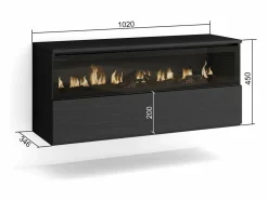 Skraut Home Chimenea eléctrica LED, 102x35x45cm, 1 Hueco, 1 Puerta, Chimenea eléctrica, Colgado, Suspendido,