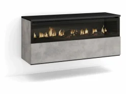 Outlet Skraut Home Chimenea eléctrica LED, 102x35x45cm, 1 Hueco, 1 Puerta, Chimenea eléctrica, Colgado, Suspendido, Cemento Gris