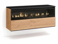 Outlet Skraut Home Chimenea eléctrica LED, 102x35x45cm, 1 Hueco, 1 Puerta, Chimenea eléctrica, Colgado, Suspendido, Roble y negro Color natural claro