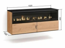 Outlet Skraut Home Chimenea eléctrica LED, 102x35x45cm, 1 Hueco, 1 Puerta, Chimenea eléctrica, Colgado, Suspendido, Roble y negro Color natural claro
