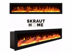 Outlet Skraut Home Chimenea eléctrica LED, 102x35x45cm, 1 Hueco, 1 Puerta, Chimenea eléctrica, Colgado, Suspendido, Roble y negro Color natural claro