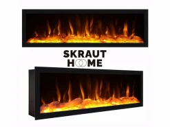 Skraut Home Chimenea eléctrica LED, 107x25x38cm, Salón - Comedor, Chimenea eléctrica, Cemento