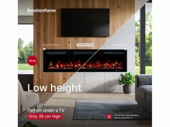 Outlet Chimenea eléctrica MONARCH 107 - fuego premium - de pared y empotrados - 107x13x35 cm - chimenea LED con calefacción 900/1800 W Negro