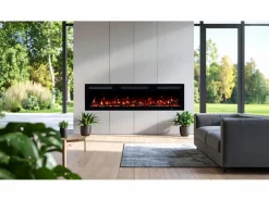 Outlet Chimenea eléctrica MONARCH 107 - fuego premium - de pared y empotrados - 107x13x35 cm - chimenea LED con calefacción 900/1800 W Negro