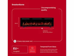 Best Chimenea eléctrica MONARCH 127 - fuego premium - de pared y empotrados - 127x13x35 cm - chimenea LED con calefacción 900/1800 W Negro