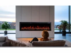 Hot Chimenea eléctrica REGAL 152 - fuego premium - de pared y empotrados - 152x35x12 cm - chimenea LED decorativa con calefacción 900/1800 W Negro