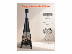 Best Chimenea Exterior SucceBuy, de Hierro de 51 cm, con Reja y Tapa de Chimenea, para Reuniones en el Jardín, Acampadas y Fiestas al Aire Libre Brasero