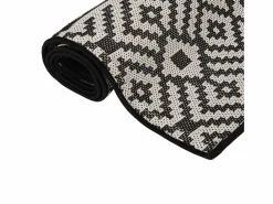 Best Garden Furniture Christiaan Alfombra de exterior de tejido plano rayas negras 100x200 cm Negro