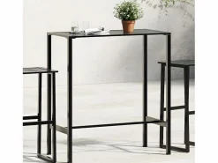 Discount Garden Furniture Chrysto Mesa alta de bar acero recubrimiento polvo 100x50x110 cm Negro