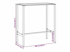 Discount Garden Furniture Chrysto Mesa alta de bar acero recubrimiento polvo 100x50x110 cm Negro