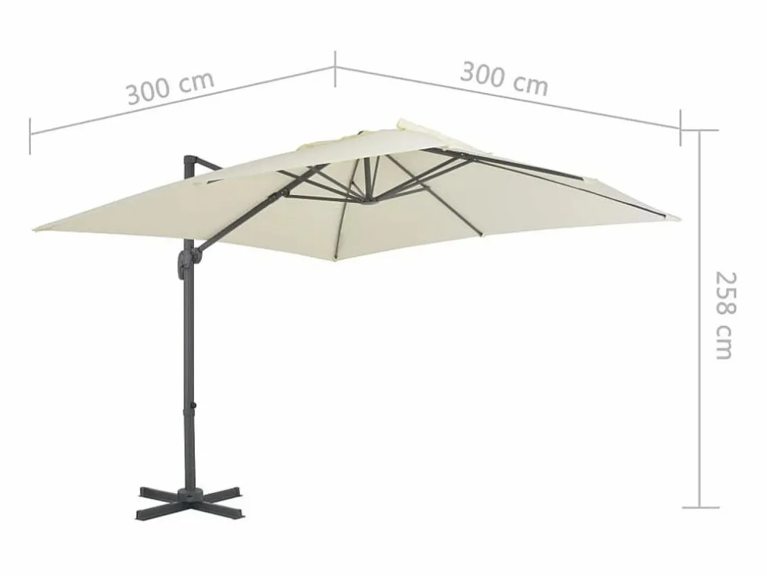 Hot Church Point Sombrilla jardín voladiza con palo de aluminio arena 300x300 cm Sombrilla