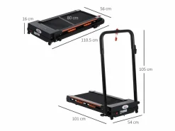 Online Cinta de correr eléctrica plegable, 1-6 km/h, con pantalla LCD, acero, color negro (105 x 56 x 108,5 cm)