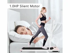 Cinta de correr plegable 2 en 1, control remoto, 1-6 km/h, pantalla LED, altavoz Bluetooth, soporte para teléfono, metal (130 x 58 x 13 cm)