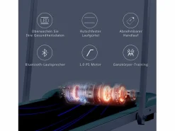 Cinta de correr plegable 2 en 1, control remoto, 1-6 km/h, pantalla LED, altavoz Bluetooth, soporte para teléfono, metal (130 x 58 x 13 cm)