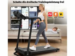 Online Cinta de correr plegable 2 en 1 con 12 modos, LED y app, hasta 12 km/h, 120 kg (121x63x107 cm)