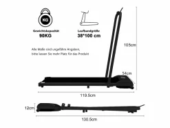 Sale Cinta de correr plegable 2 en 1 para casa/oficina, 1-6 km/h, LED, Bluetooth, soporte para teléfono, metal (130 x 58 x 13 cm) Cinta De Correr