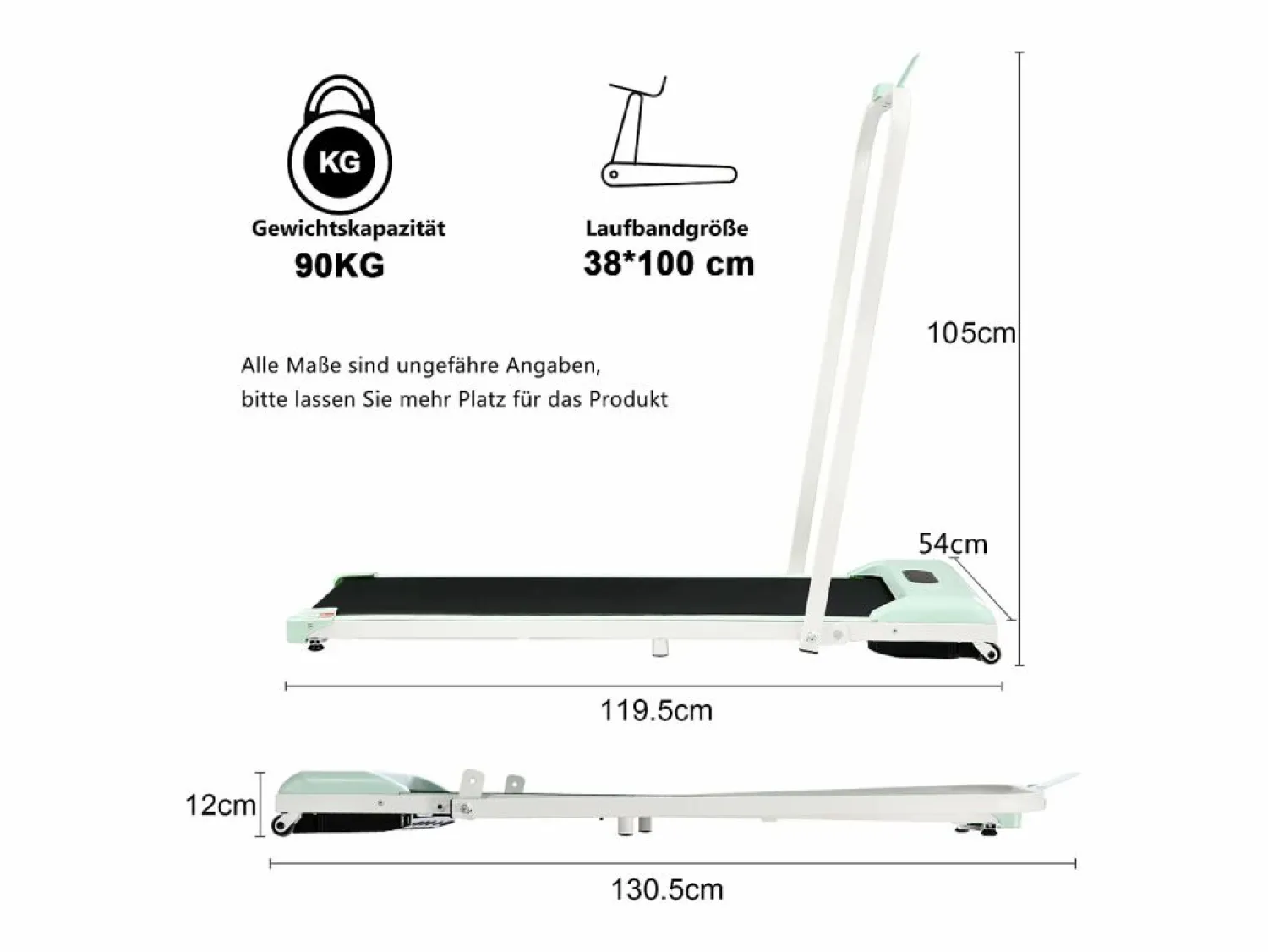 Outlet Cinta de correr plegable 2 en 1, control remoto, 1-6 km/h, pantalla LED, altavoz Bluetooth, soporte para teléfono, metal (130 x 58 x 13 cm) Cinta De Correr