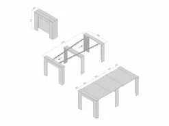CLARA - Mesa consola delgada antracita extensible de 25 cm a 2 metros - extensiones integradas - hasta 8 personas - envío gratuito