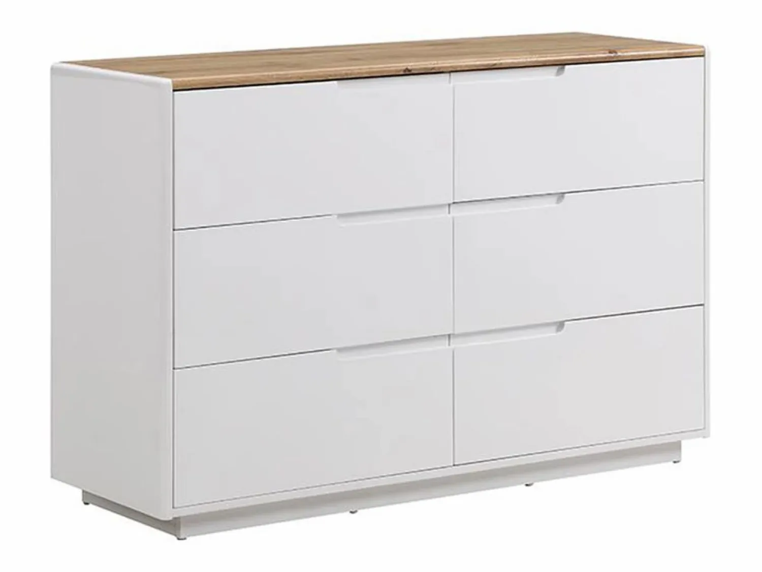 Vente-unique Cómoda - 6 cajones - MDF - Lacado blanco y Roble - AMANI