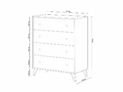 Outlet Loungitude Cómoda 4 cajones aglomerado 95x77.5x40cm Blanco