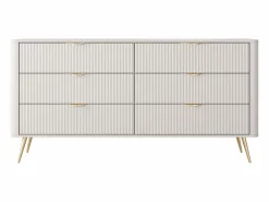 Best Cómoda: 6 cajones, cachemira, patas doradas 163,2 x 81,2 x 38 cm Beige