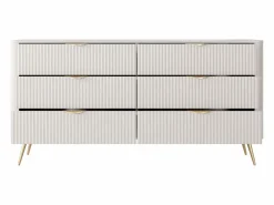Best Cómoda: 6 cajones, cachemira, patas doradas 163,2 x 81,2 x 38 cm Beige