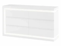 Discount Vente-unique Cómoda 6 cajones con LEDs MDF lacado - FLARANCIA Blanco