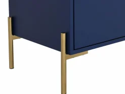 Clearance Vente-unique Cómoda 6 cajones de MDF y metal lacado y dorado - KORASA Azul