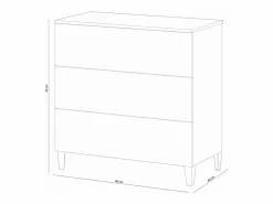 Cómoda 3 cajones Loft - L80 cm Cómoda
