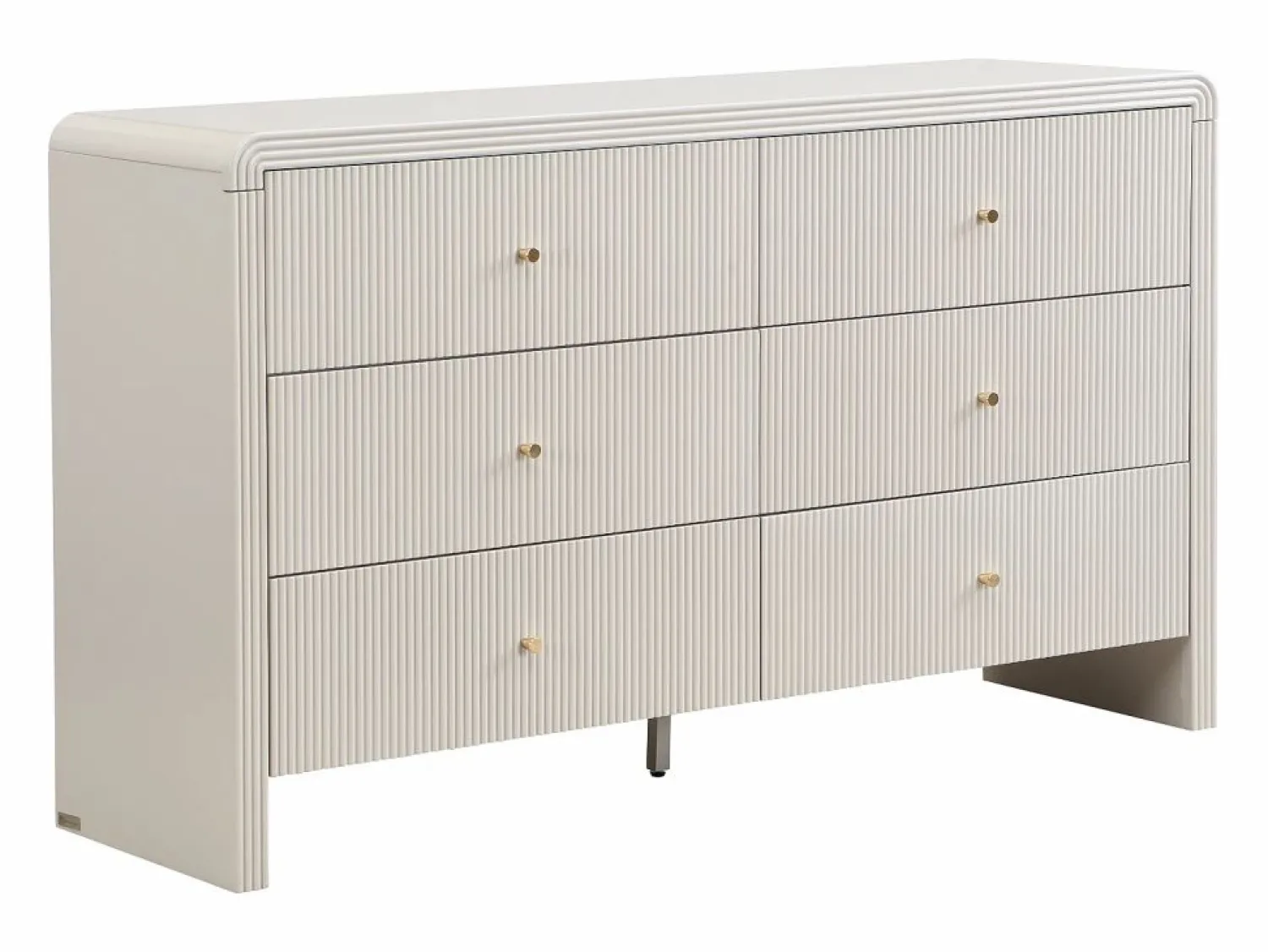 New Vente-unique Cómoda 6 cajones MDF color y dorado - MIRENALO Beige