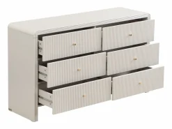 New Vente-unique Cómoda 6 cajones MDF color y dorado - MIRENALO Beige