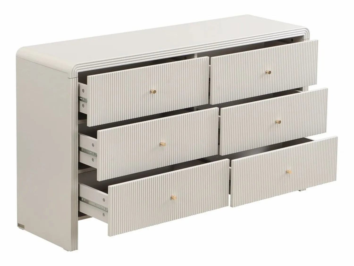 New Vente-unique Cómoda 6 cajones MDF color y dorado - MIRENALO Beige