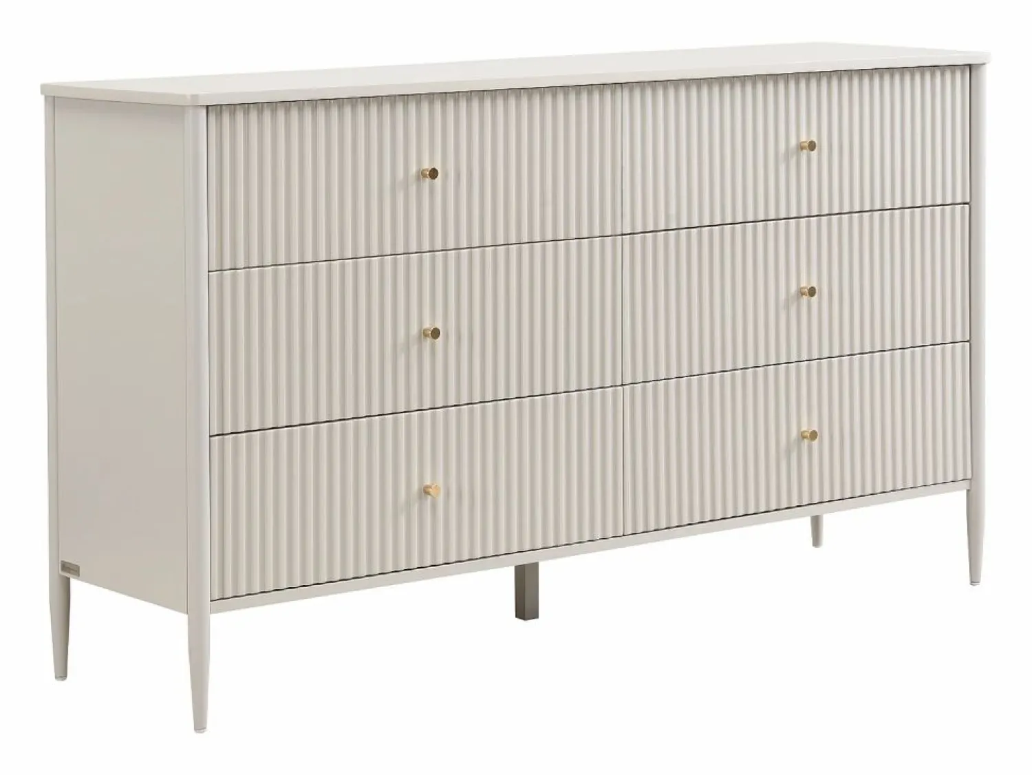 Vente-unique Cómoda 6 cajones MDF color y dorado - CALITARO