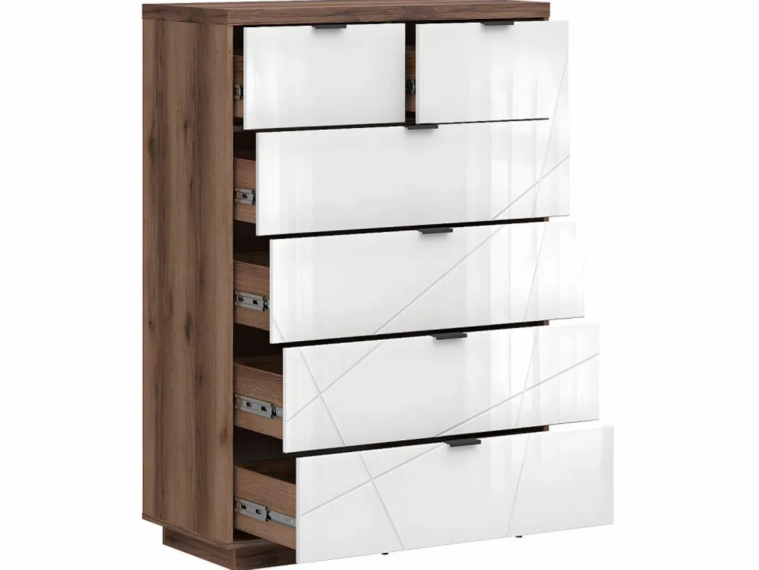 Discount Petits-Meubles Cómoda 6 cajones Sven Blanco y Madera Color natural claro