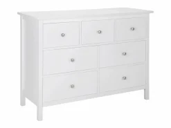 Best Vente-unique Cómoda ALBANE de 7 cajones en pino macizo y MDF Blanco