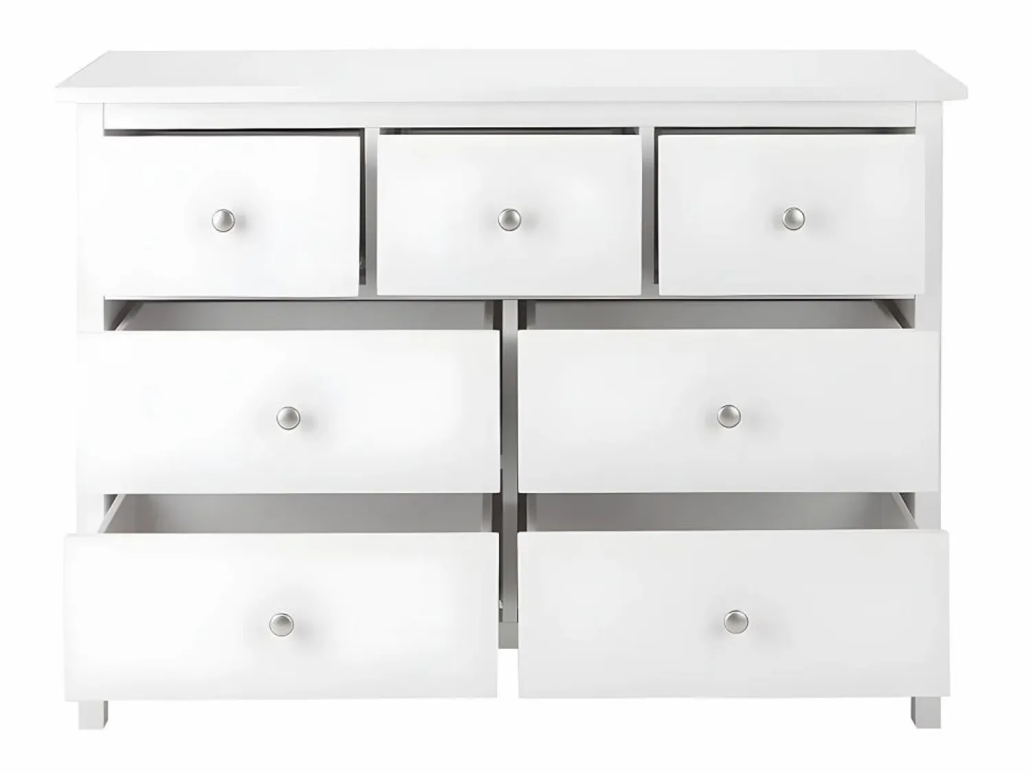 Best Vente-unique Cómoda ALBANE de 7 cajones en pino macizo y MDF Blanco