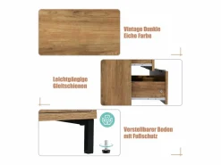 Online Merax Cómoda, aparador con 6 cajones, 120 x 40 x 76 cm, Tablero de partículas + metal, Roble oscuro Color natural claro
