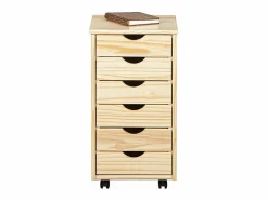 New Cómoda archivador de oficina Nilar con ruedas, 6 cajones color natural. Cajonera De Escritorio