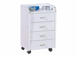 Best ebuy24 Cómoda archivadora de oficina con ruedas Prosar, 4 cajones color . Blanco